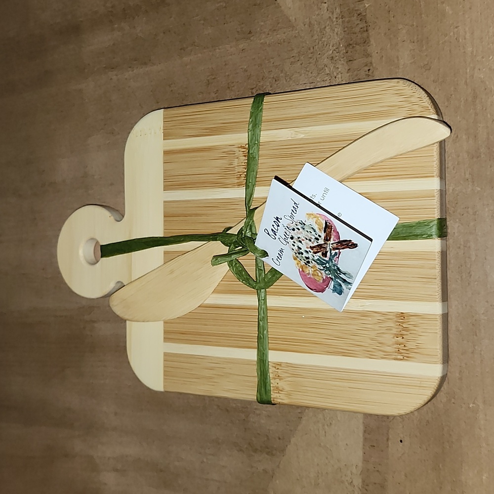 Totally Bamboo 8" Bar Board with Spreader Knife Gift Set - Recipe Tag Included!
